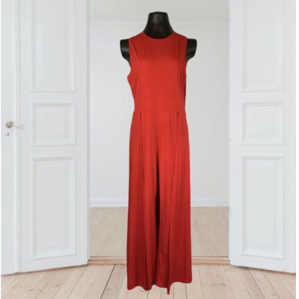 Red Jumpsuit Romper Full Length Sleeveless Skant Womens XXL